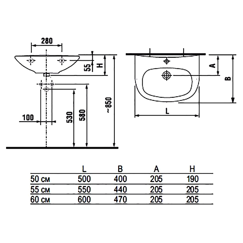 Jika Zeta 60 H8103920001041 Габаритные размеры