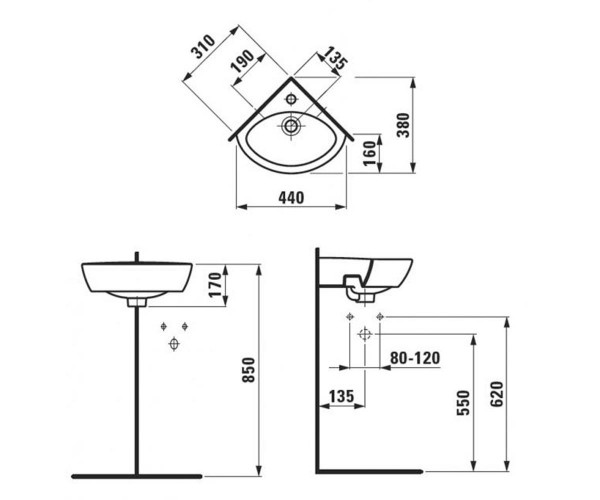 Laufen Pro 31x38 см (H8169580001041) Габаритні розміри