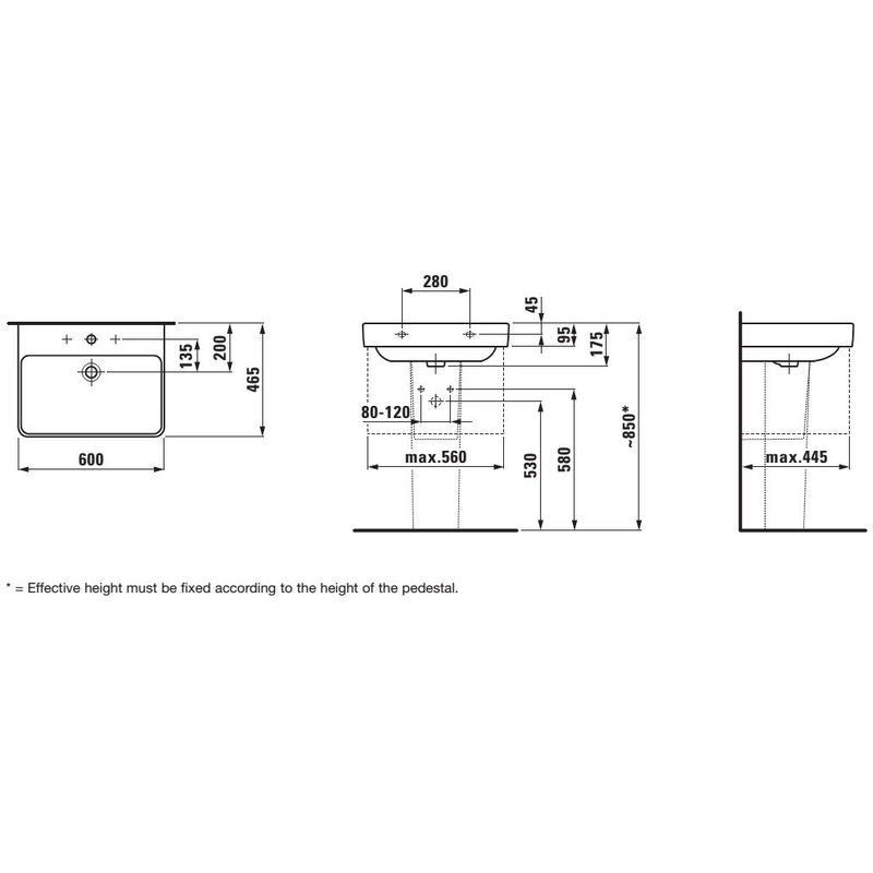 Laufen Pro S 60x46 см (H8109630001041) Габаритні розміри