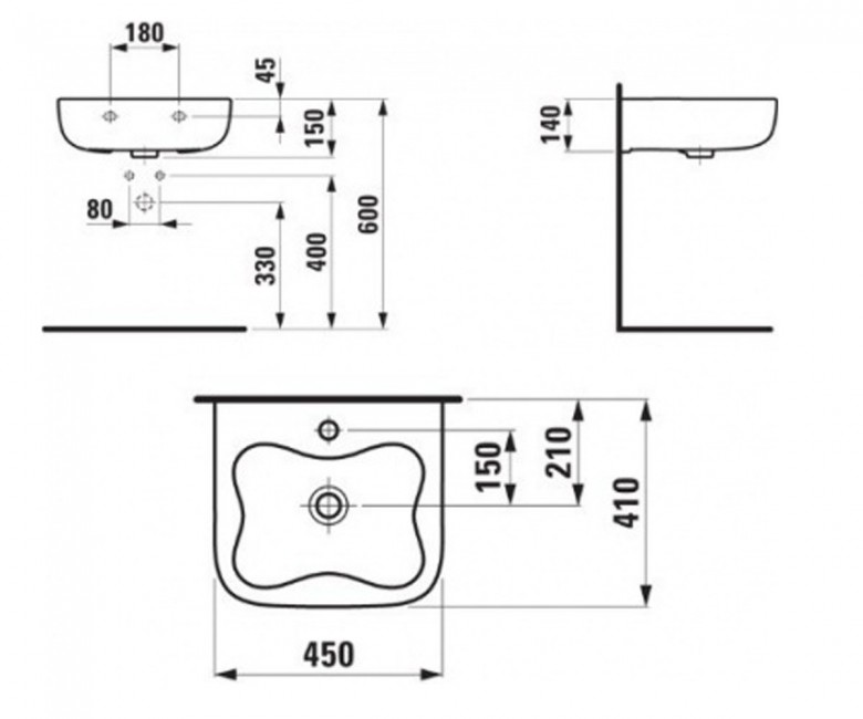 Laufen Florakids 45x41 см (H8150310721041) Габаритні розміри