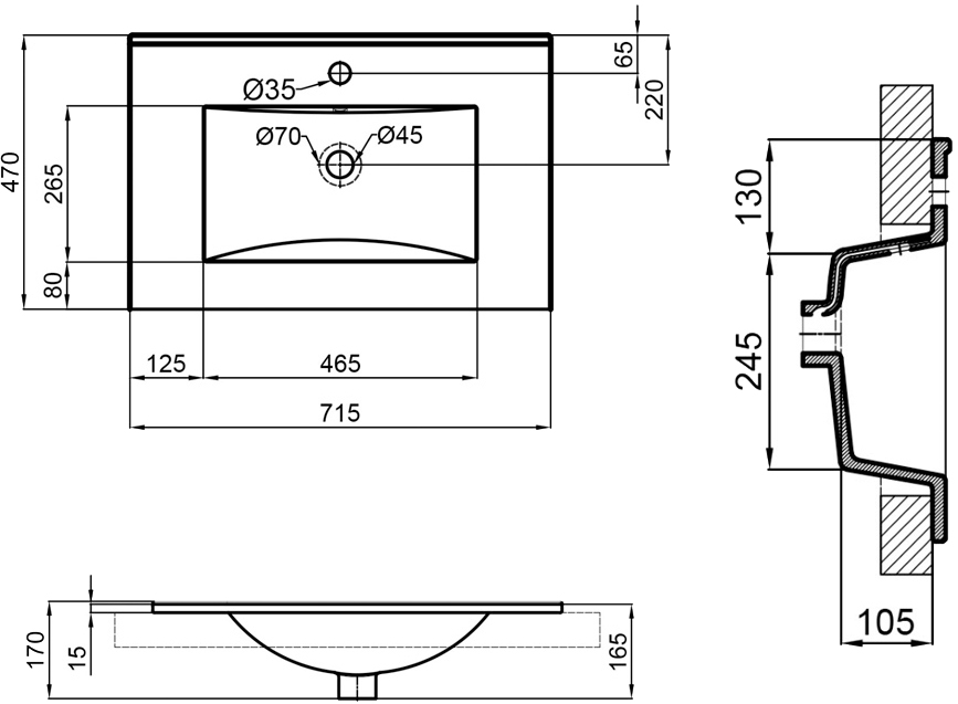 Q-Tap Albatross New QT0111750670W1  Габаритные размеры