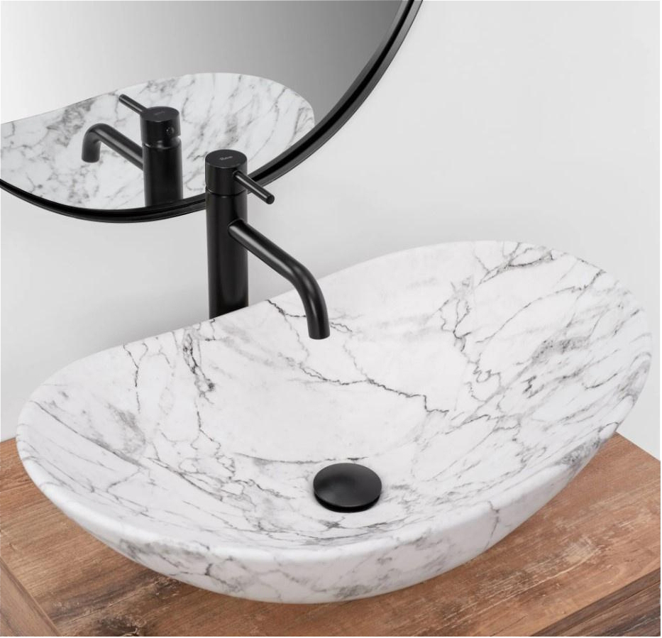 Раковина Rea Royal 36x60,5 staturio marble mat (REA-U8010) ціна 5520 грн - фотографія 2