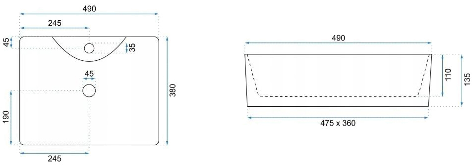 Rea Kelly 38x49 marmo (REA-U5052) Габаритные размеры