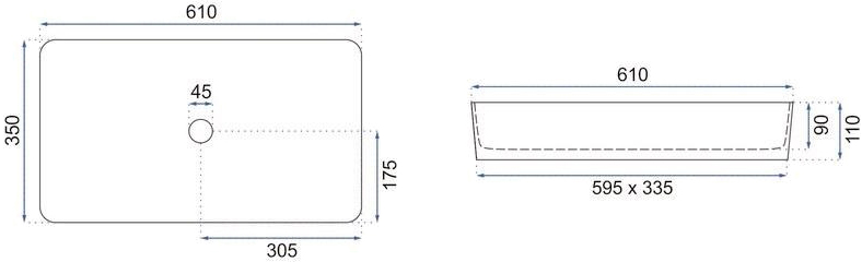 Rea Denis 35x61 black matt (REA-U3690) Габаритні розміри