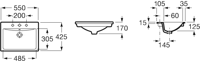 Roca Diverta A327116000 Габаритные размеры