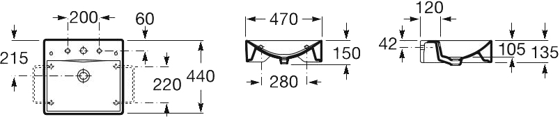 Roca Diverta A327111000 Габаритні розміри