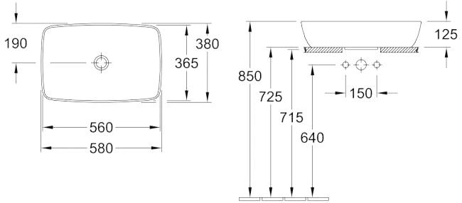 Villeroy&Boch Artis 41725801 Габаритні розміри