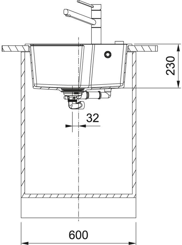 Franke Urban UBG 610-56 114.0701.788 Габаритные размеры