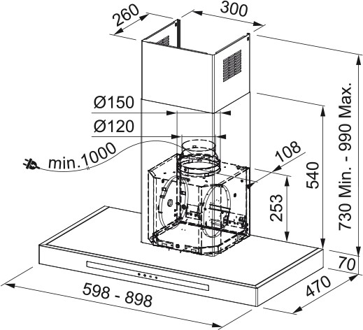 Franke FSMT 905 XS NG (325.0653.979) Габаритные размеры