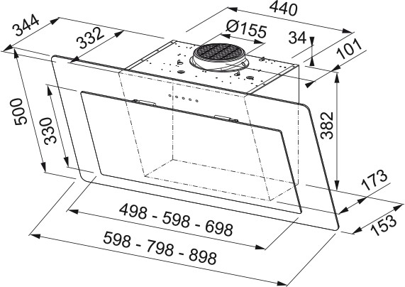 Franke FNO 605 BK (330.0591.778) Габаритные размеры