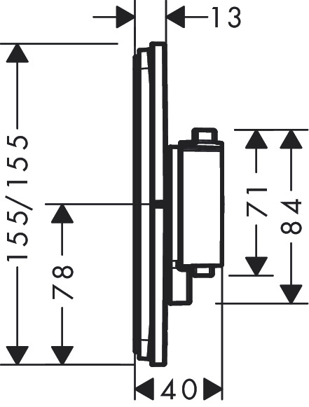 Hansgrohe SHOWER SELECT COMFORT E хром Габаритные размеры