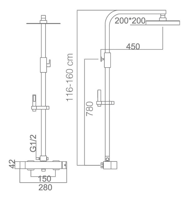 Imex FIYI Chrome BDF016-B Габаритные размеры