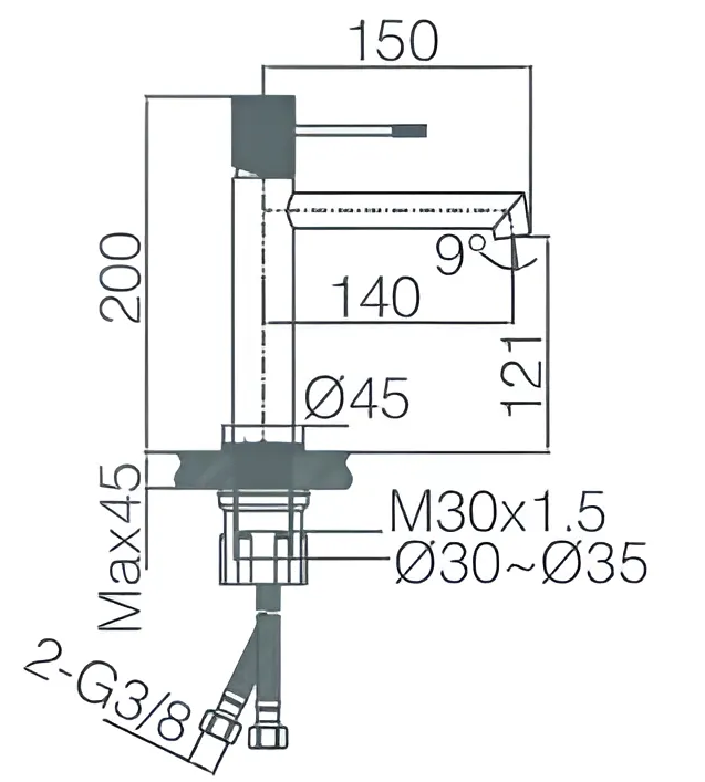 Imex Line Chrome BDD038-1 Габаритні розміри