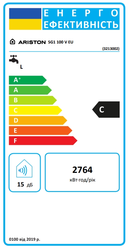 Ariston SG1 100 V EU (3213002) Енергетичне маркування