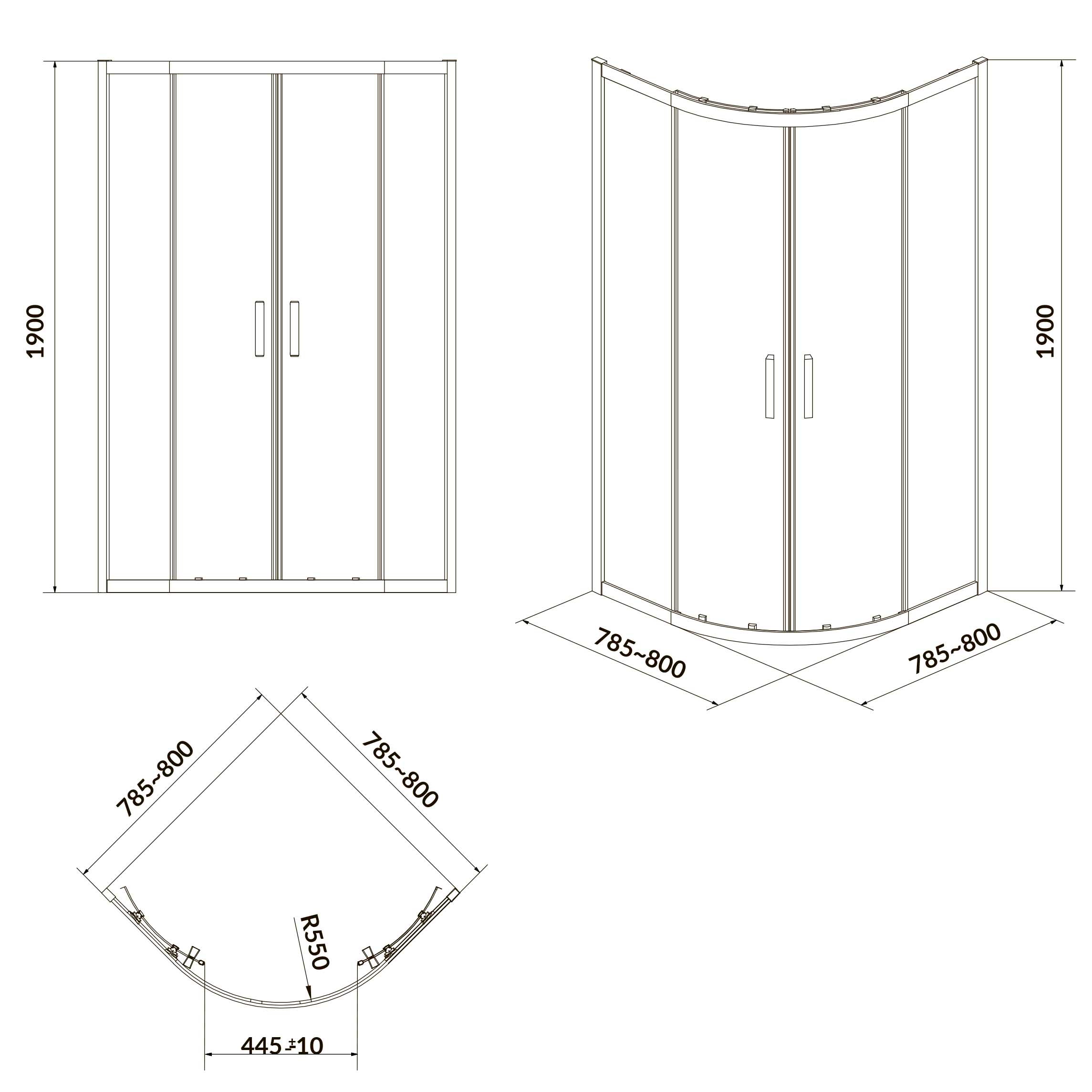 Cersanit ZIP (12642-01) Габаритные размеры