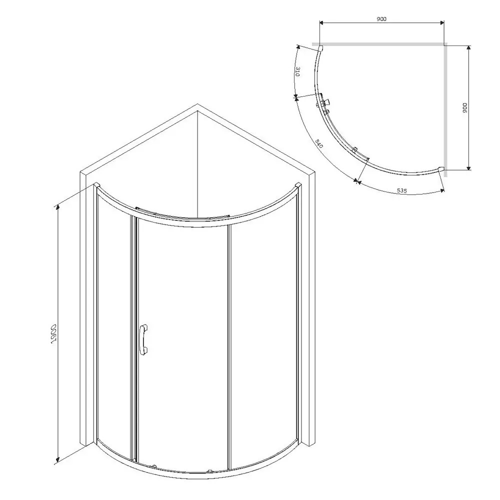 AM.PM W83UG-315-090MT Like 90x90 см Габаритные размеры