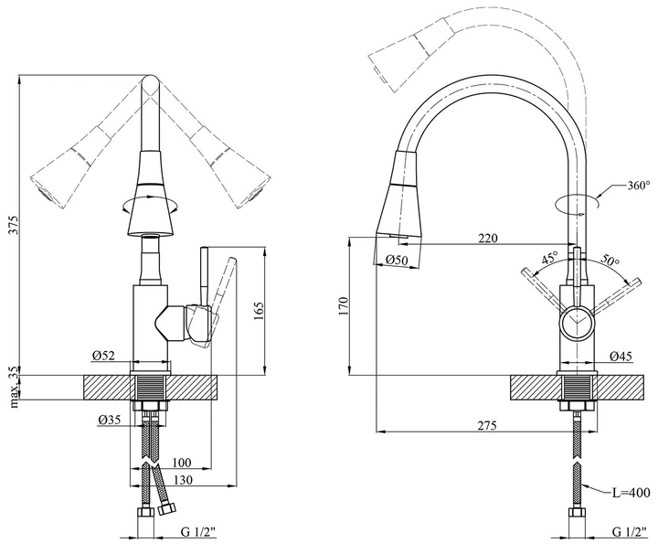 Kroner KRM Kuche - C132BLK Габаритные размеры