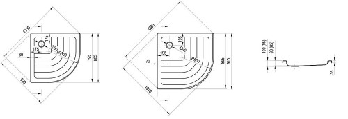 Ravak Ronda 90 LA-R (A217001220) Габаритные размеры