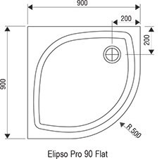 Ravak Elipso Pro 90 Flat XA237711010 Габаритные размеры