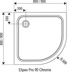 Ravak Elipso Pro Chrome 80 XA244401010 Габаритные размеры