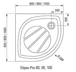 Ravak Elipso Pro 100 XA23AA01010 Габаритные размеры