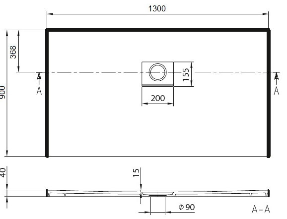 Villeroy&Boch SQUARO Infinity (UDQ1390SQI2IV-41) Габаритні розміри