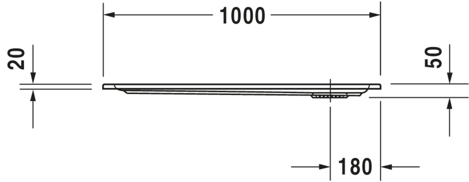 Duravit Starck Slimline 100x90 (720120000000000) Габаритные размеры