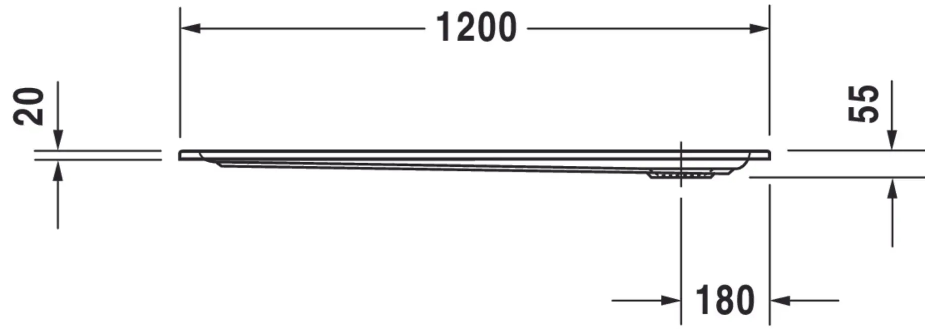 Duravit Starck Slimline 120x90 (720122000000000) Габаритные размеры