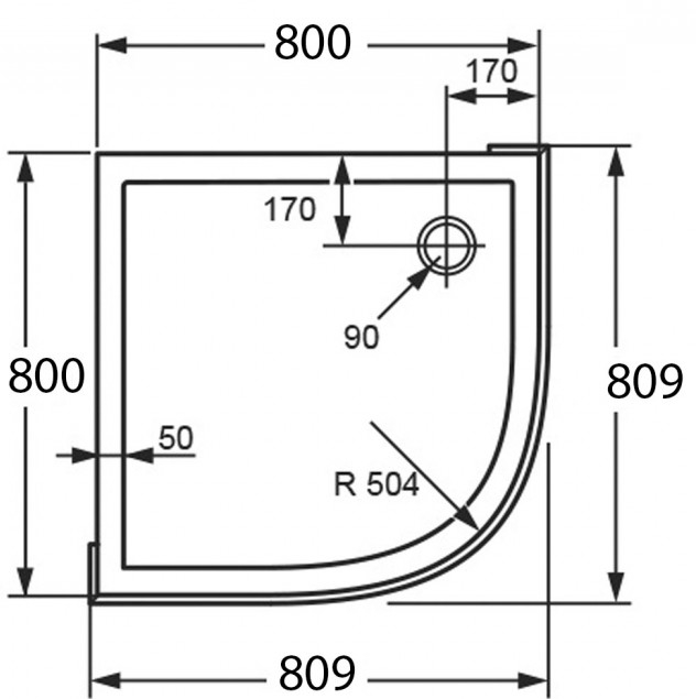 Huppe Verano 235030.055 80x80 Габаритні розміри