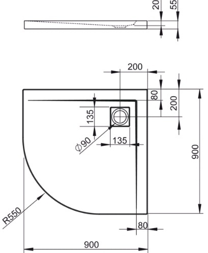 Radaway Argos A 90x90 (4AA99-01) Габаритні розміри