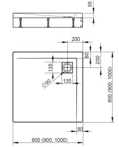 Radaway Argos C 90x90 (4ACN99-02) Габаритні розміри