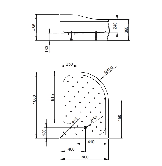 Radaway Korfu E 120x90 (4E91240-03L) Габаритні розміри