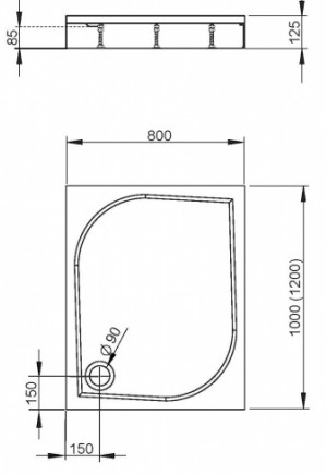 Radaway Paros D 120x80 (MBD8012-45-1) Габаритные размеры