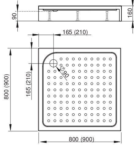 Radaway Rodos C Compact 80x80 (4K88155-04) Габаритні розміри