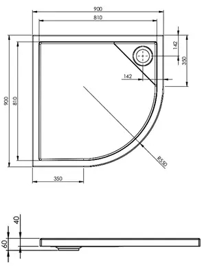 Roca Malaga 90x90 (A276260000) Габаритные размеры