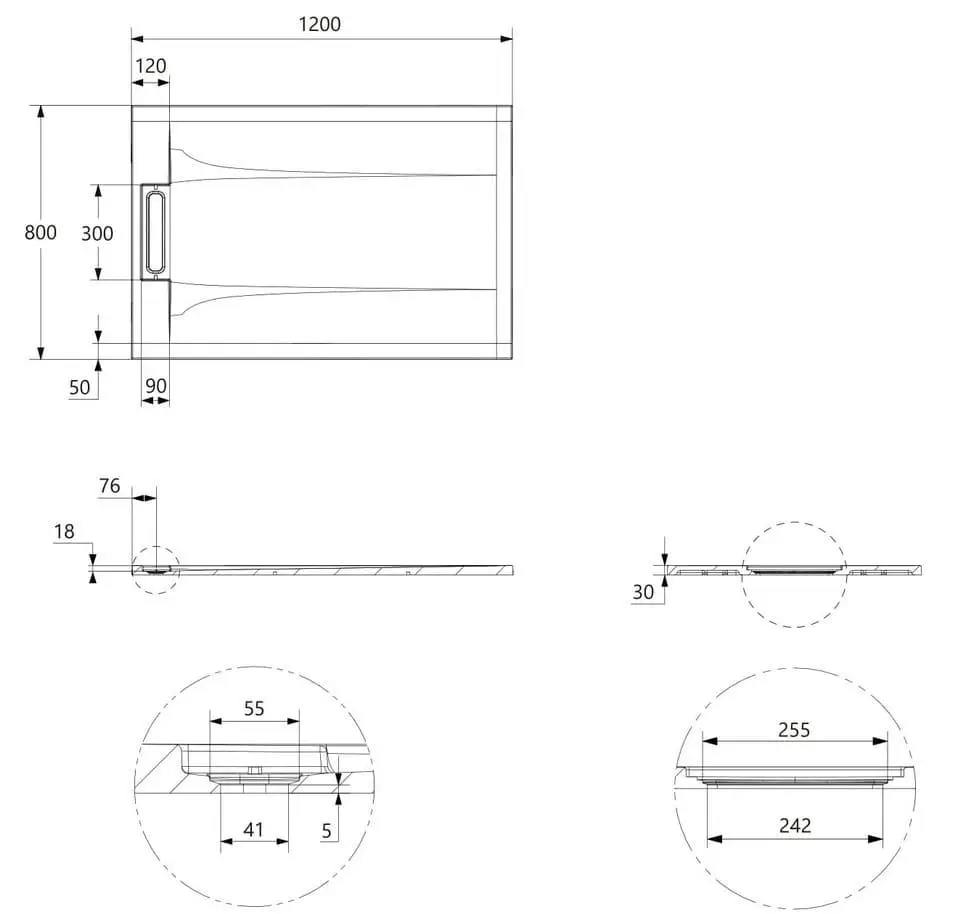 DiMARCO 120x80 (DM4С001GR) Габаритные размеры