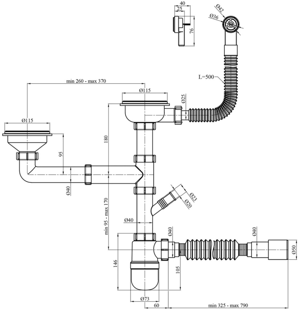 Agua KS04R-1 Габаритные размеры