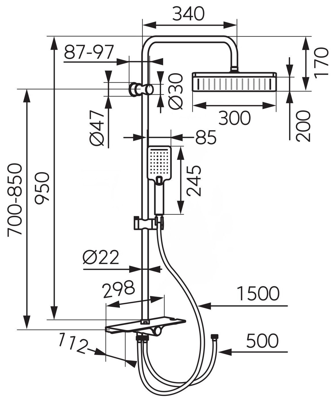 Ferro Kanto VerdeLine NP94VL-BL Габаритные размеры