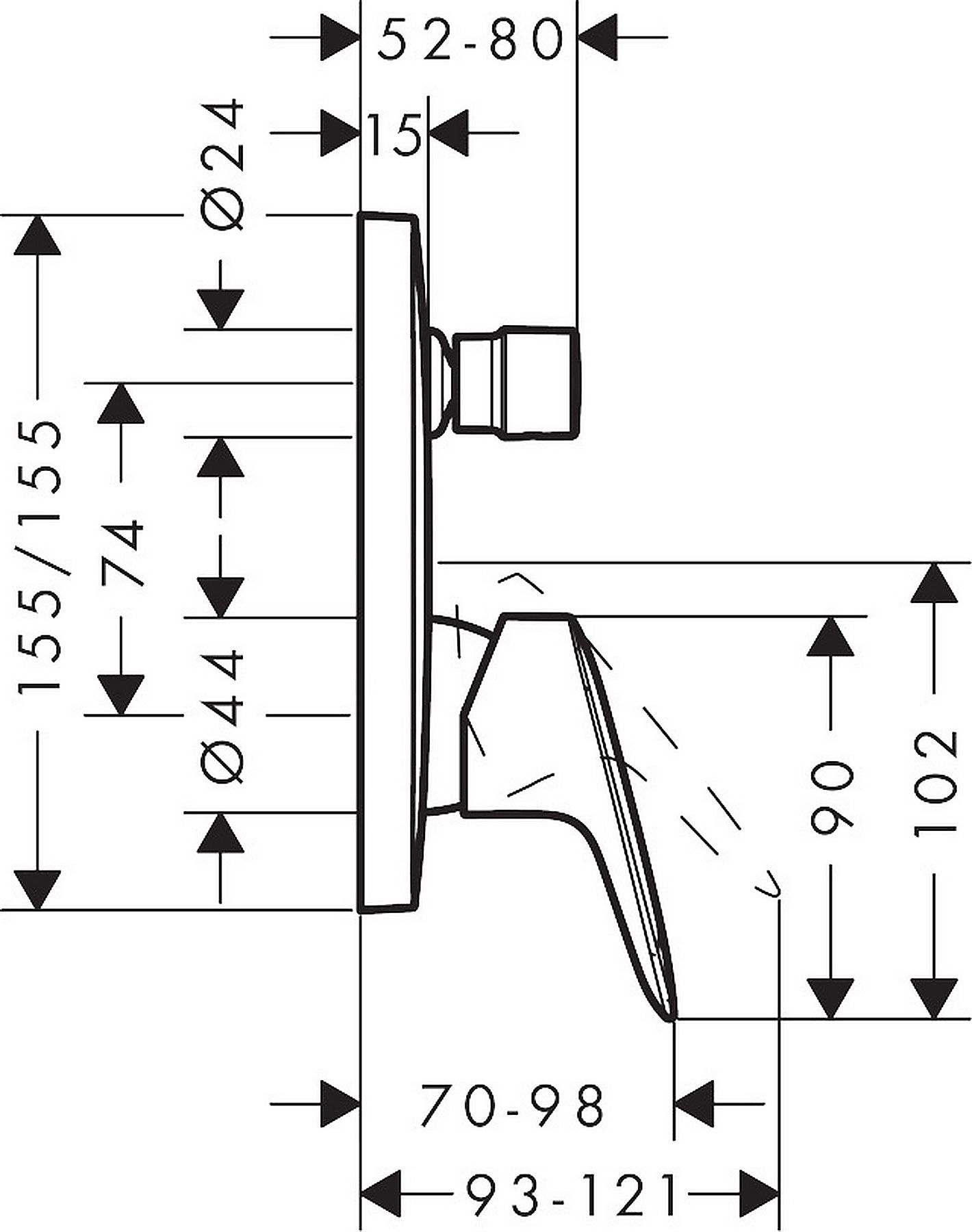 Hansgrohe Logis 71405670 Габаритные размеры