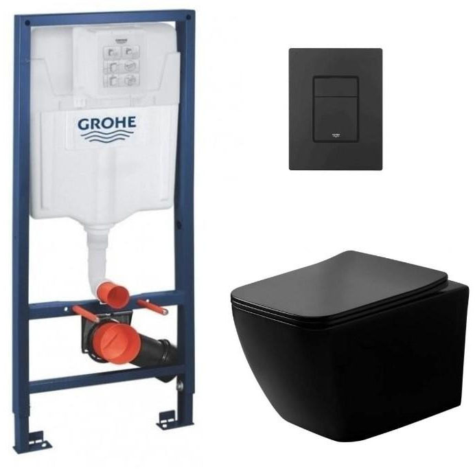 Комплект инсталляции с унитазом Grohe Rapid SL 38772001 + DUSEL CUBIS Black Matt + панель смыва Grohe в интернет-магазине, главное фото