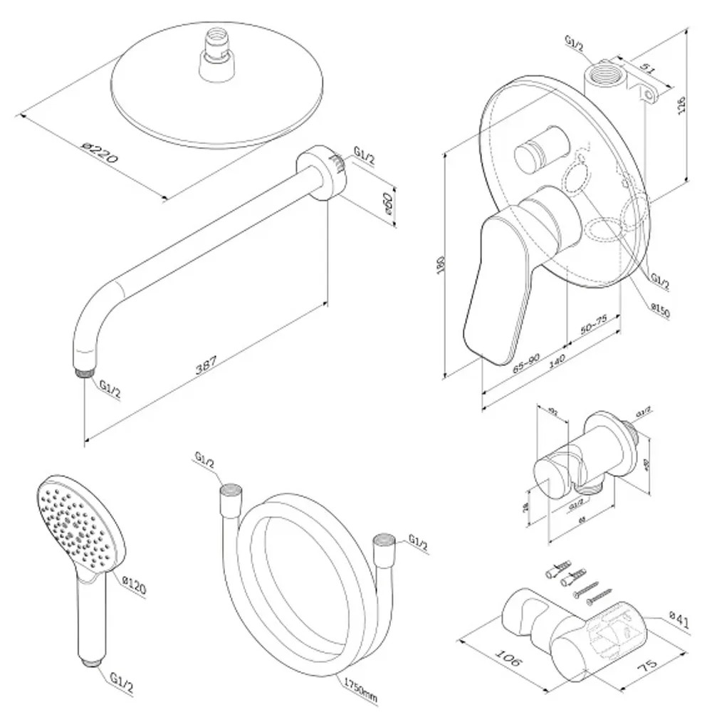 AM.PM X-Joy FB85A1RH20 Габаритные размеры