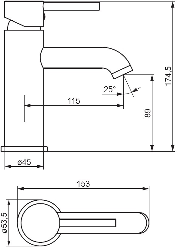 Damixa Scandinavian Pure 360210000 Габаритні розміри