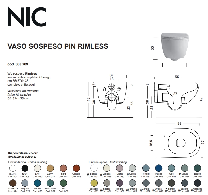 Nic Design Pin (003709003_005712003) Габаритные размеры