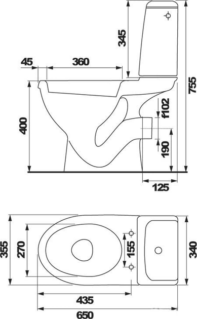 Cersanit EKO 770 011 (K07-240) Габаритные размеры