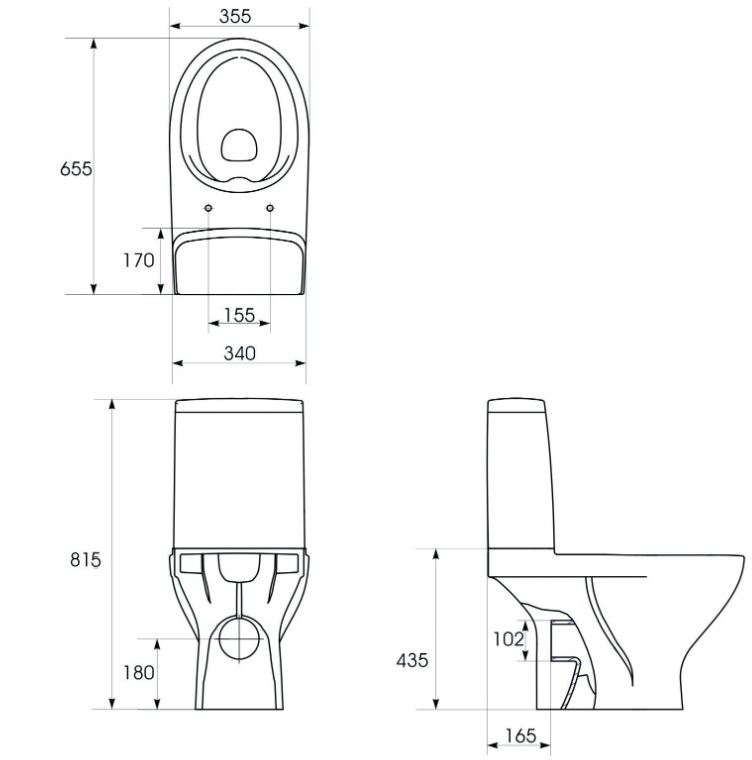 Cersanit Moduo 671 CleanOn 43 011 (K116-032) Габаритные размеры