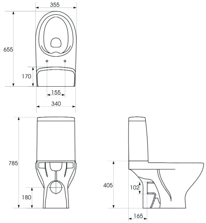 Cersanit Moduo 649 CleanOn 010 (K116-001) Габаритні розміри