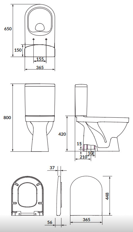 Cersanit Zip 783 SimpleOn 021 (K119-023) Габаритные размеры