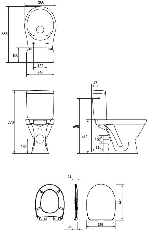 Cersanit Cersania II 699 SimpleOn 010 (K11-2340) Габаритные размеры