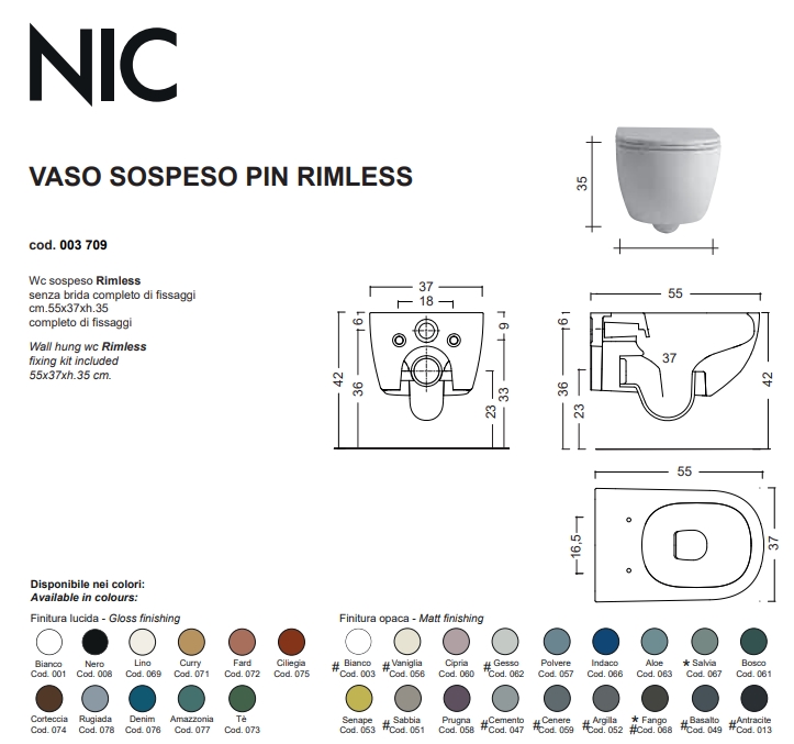 Nic Design Pin (003709047_005712047) Габаритные размеры