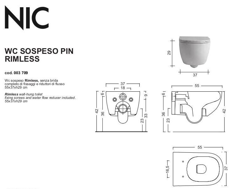 Nic Design Pin (003709061_005712061) Габаритные размеры